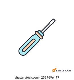 Ilustración vectorial del icono del destornillador. Símbolo del destornillador aislado en el fondo blanco