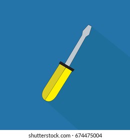 Screwdriver icon. Screwdriver vector on blue background