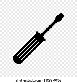 Screwdriver icon vector on transparent grid