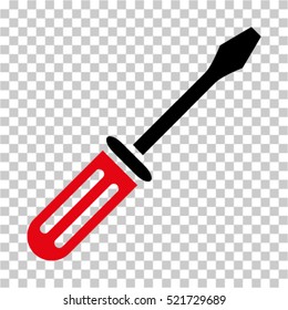 Screwdriver icon. Vector pictogram style is a flat bicolor symbol, intensive red and black colors, chess transparent background. Designed for software and web interface toolbars and menus.