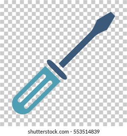 Screwdriver icon. Vector pictogram style is a flat bicolor symbol, cyan and blue colors, chess transparent background. Designed for software and web interface toolbars and menus.