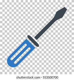 Screwdriver icon. Vector pictograph style is a flat bicolor symbol, smooth blue colors, chess transparent background. Designed for software and web interface toolbars and menus.