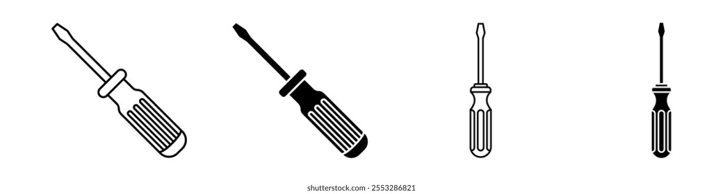 Ícone de chave de fenda com conjunto de vetores. EPS10