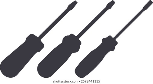 Screwdriver icon vector, Screwdriver silhouette, Set of Screwdrivers art, Screwdrivers vector illustration