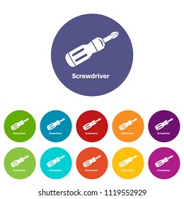 Screwdriver icons color set vector for any web design on white background