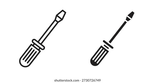 Ícones de chave de fenda para design. Traço facilmente editável. Design plano moderno.