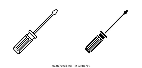 Screwdriver icons in outline and fill. vector illustration for ui.