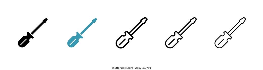 Screwdriver icons pack in black and blue.