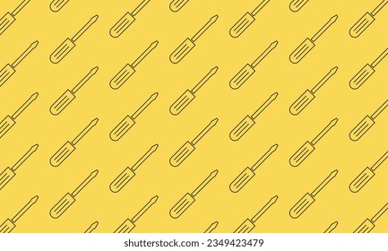 Screwdriver icons Pattern on yellow Bg. Tools icons collection. Vector ilustration