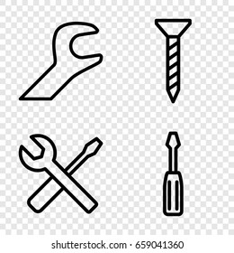 Screwdriver icons set. set of 4 screwdriver outline icons such as screw