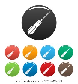 Screwdriver icons set 9 color vector isolated on white for any design