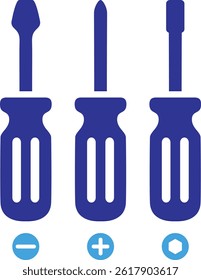 Screwdriver icons set. Renovation service concept in flat linear design.
