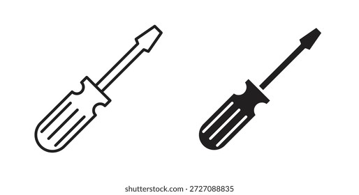 Definição de ícones de chave de fenda. Ilustração de vetor de linha simples