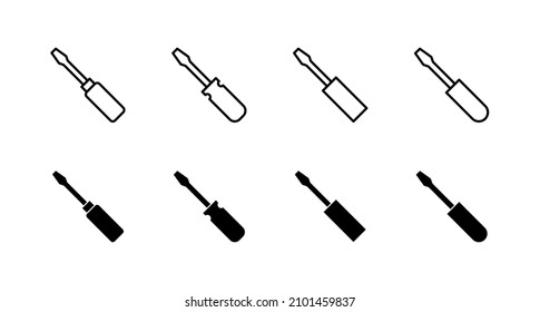 Screwdriver icons set.tools sign and symbol