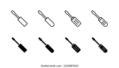 Screwdriver icons set.tools sign and symbol