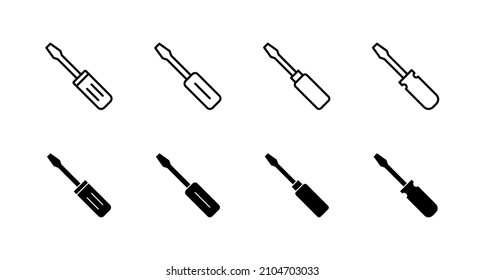Screwdriver icons set.tools sign and symbol