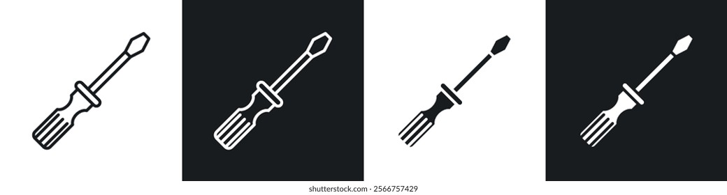 Screwdriver icons in Thin line black color. flat simple vector symbols illustration.