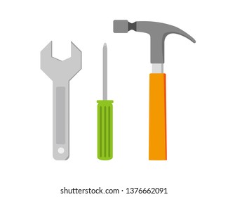 Screwdriver Icon.wrench icon. Vector illustration.hammer Icon.