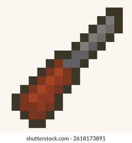 Screwdriver illustration in cartoon pixel art style