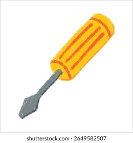Screwdriver Illustration with crayon style editable for cards, poster decorations, t-shirt prints, stickers, icons and others
