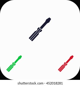 Screwdriver Illustration set. Blue, green, red icon.