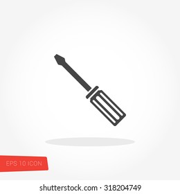 Screwdriver Isolated Flat Web Mobile Icon / Vector / Sign / Symbol / Button / Element / Silhouette