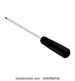 Screwdriver isolated on white background isometric view. Plus, pozidriv screwdriver icon. Mechanic tools