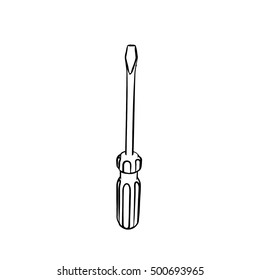 Screwdriver. Isolated on white background. Vector outline illustration.