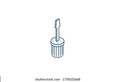 screwdriver isometric icon. 3d vector illustration. Isolated line art technical drawing. Editable stroke