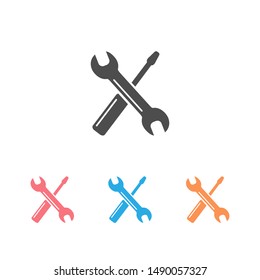 Screwdriver with key icon set symbol. Premium quality isolated equipment element in trendy style. Vector