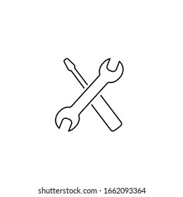 Screwdriver with key line icon symbol. Premium quality isolated equipment element in trendy style. Vector