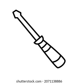 Herramienta de trabajo del destornillador. Ilustración de imágenes prediseñadas aisladas al estilo doodle.