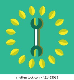 Screwdriver and Leaves Icon