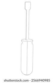 Screwdriver Line Art Vector Illustration on White Background. High-Quality Design for Home Improvement, DIY, and Professional Use