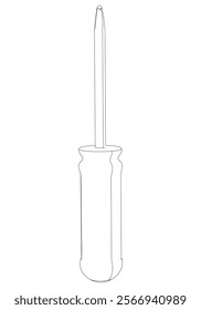 Screwdriver Line Art Vector Illustration on White Background. High-Quality Design for Home Improvement, DIY, and Professional Use