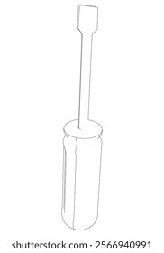 Screwdriver Line Art Vector Illustration on White Background. High-Quality Design for Home Improvement, DIY, and Professional Use