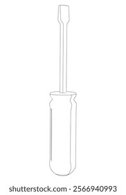 Screwdriver Line Art Vector Illustration on White Background. High-Quality Design for Home Improvement, DIY, and Professional Use