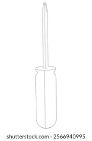 Screwdriver Line Art Vector Illustration on White Background. High-Quality Design for Home Improvement, DIY, and Professional Use