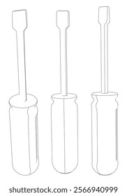 Screwdriver Line Art Vector Illustration on White Background. High-Quality Design for Home Improvement, DIY, and Professional Use