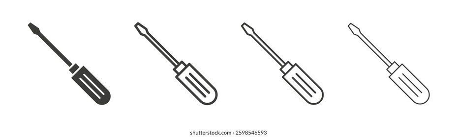Screwdriver line icon vector illustration set.