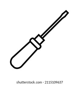 Icono de línea del destornillador, logotipo de contorno vectorial aislado en fondo blanco