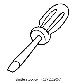 screwdriver line vector illustration,isolated on white background for education,top view