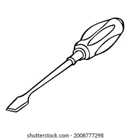 screwdriver line vector illustration,isolated on white background,top view