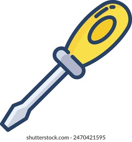 Screwdriver linear color vector illustration