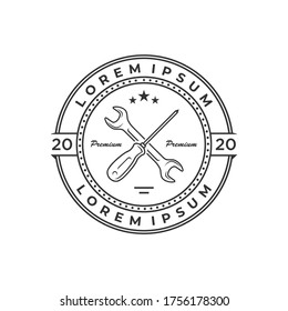 Screwdriver logo concept, tool, measure, repair, construction design template