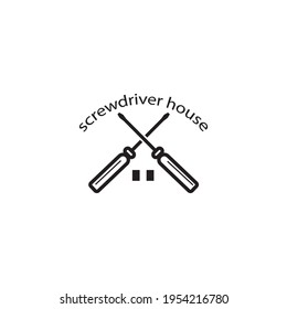 Screwdriver Logo Illustration House Symbol Technician Design Vector Template