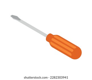 Screwdriver with orange handle isometric icon vector illustration