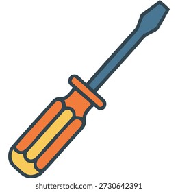 Screwdriver with orange and yellow handle