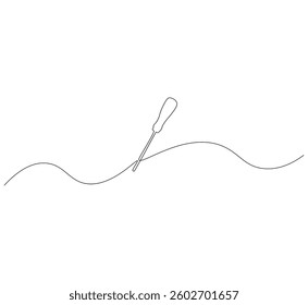 Screwdriver outline drawing illustration. Continuous line draw construction tool vector.