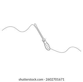 Screwdriver outline drawing illustration. Continuous line draw construction tool vector.